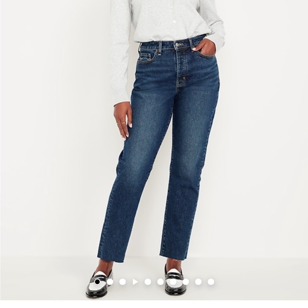 NWT Old Navy Lagos High Rise Curvy OG Straight Button Fly Raw Hem Denim Jeans